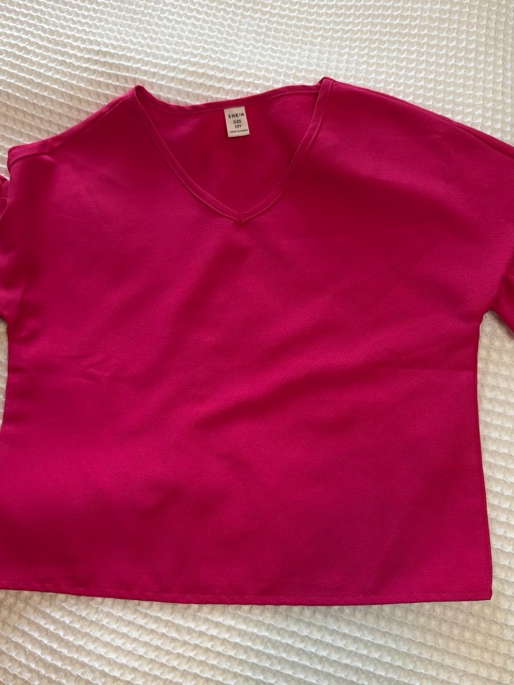 SHEIN Bright Fuchsia V-Neck Girls Top